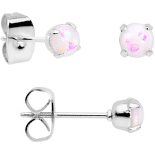 Load image into Gallery viewer, 20G White Faux Opal 3mm to 5mm Post Stud Earrings Set of 3
