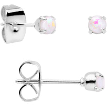 Load image into Gallery viewer, 20G White Faux Opal 3mm to 5mm Post Stud Earrings Set of 3