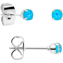 Load image into Gallery viewer, 20G Blue Faux Opal 3mm to 5mm Post Stud Earrings Set of 3