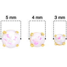 Load image into Gallery viewer, 20G White Faux Opal Gold Tone 3mm to 5mm Stud Earrings Set of 3