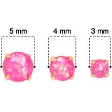 Load image into Gallery viewer, 20G Pink Faux Opal Rose Gold Tone 3mm 5mm Stud Earrings Set of 3