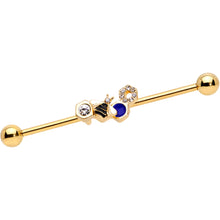 Load image into Gallery viewer, 14G Clear CZ Gem Gold Tone Lovely Bee Industrial Barbell 38mm