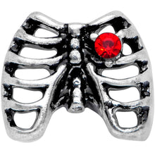 Load image into Gallery viewer, 18G 5/16 Red CZ Gem Heart Skeleton Ribs Halloween Nose Screw
