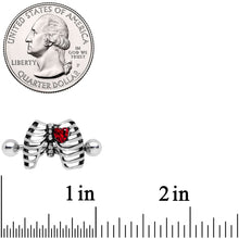 Load image into Gallery viewer, 14G 9/16 Red CZ Gem Heart Skeleton Halloween Nipple Shield Set