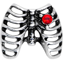 Load image into Gallery viewer, 16G 5/16 Red CZ Gem Heart Skeleton Ribs Halloween Labret Tragus