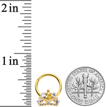 Load image into Gallery viewer, 16G 3/8 Clear CZ Gem Gold Tone Lavish Crown Hinged Segment Ring