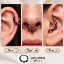 将图片加载到图库查看器,16G 3/8 Red Clear CZ Gem Black Skull Halloween Hinged Segment Ring