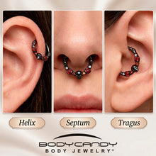 将图片加载到图库查看器,16G 3/8 Red Clear CZ Gem Black Skull Halloween Hinged Segment Ring