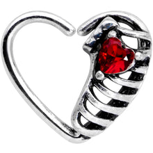 Load image into Gallery viewer, 16G 1/4 Red CZ Gem Heart Ribs Halloween Left Side Closure Ring
