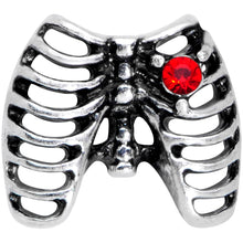 Load image into Gallery viewer, 16G 1/4 Red CZ Gem Heart Skeleton Halloween Cartilage Earring