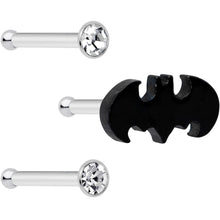 Load image into Gallery viewer, 20G 1/4 Clear Gem Licensed DC Comics Batman Nose Bone Set of 3