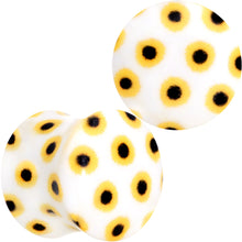 Load image into Gallery viewer, White Acrylic Scores of Sunflowers Double Flare Plug Set