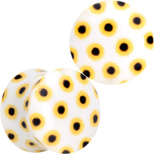 Load image into Gallery viewer, White Acrylic Scores of Sunflowers Double Flare Plug Set