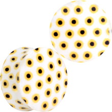 Load image into Gallery viewer, White Acrylic Scores of Sunflowers Double Flare Plug Set