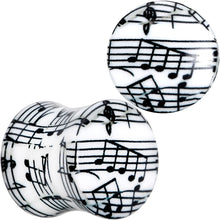将图片加载到图库查看器,Black White Acrylic Music Notes Double Flare Plug Set