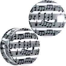 将图片加载到图库查看器,Black White Acrylic Music Notes Double Flare Plug Set
