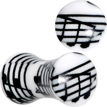 将图片加载到图库查看器,Black White Acrylic Music Notes Double Flare Plug Set
