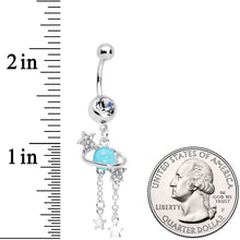 Load image into Gallery viewer, Clear Blue Gem Saturn Stars Dangle Belly Ring