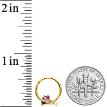 将图片加载到图库查看器,16G 3/8 Purple Gem Gold Tone Dainty Dolphin Hinged Segment Ring