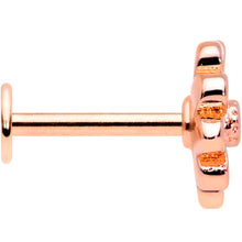 Load image into Gallery viewer, 16G 5/16 Clear Gem Rose Gold Hue Pink Flower Labret Monroe Tragus