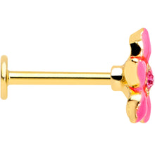 Load image into Gallery viewer, 16G 5/16 Pink Gem Gold Tone Exotic Flower Labret Monroe Tragus