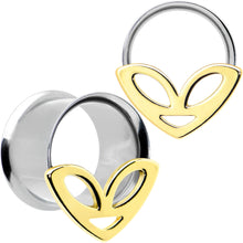 将图片加载到图库查看器,Two Tone Alien Face Double Flare Tunnel Plug Set