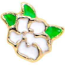 Load image into Gallery viewer, 20G 1/4 Gold Tone White Spring Flower Nose Bone