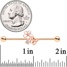 将图片加载到图库查看器,14G Clear CZ Gem Rose Gold Tone Butterfly Industrial Barbell 38mm
