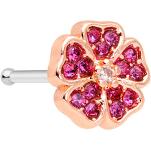 Load image into Gallery viewer, 20G 1/4 Clear Pink Gem Rose Gold Tone Heart Flower Nose Bone
