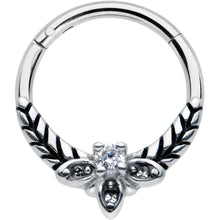 将图片加载到图库查看器,16G 3/8 Clear Gems Gothic Bee Hinged Segment Ring