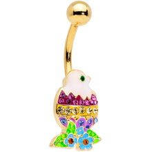 Load image into Gallery viewer, Clear Purple Blue Gem Gold Tone Hatched Chick Easter Egg Belly Ring