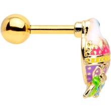 Load image into Gallery viewer, 16G 1/4 Gold Tone Yellow Pink Hatched Easter Chick Tragus Earring