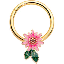 将图片加载到图库查看器,16G 3/8 Gold Tone Pink Spring Flower Hinged Segment Ring