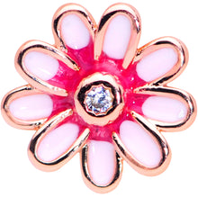 Load image into Gallery viewer, 20G 7mm Clear Gem Rose Gold Tone Pink Flower L Shaped Nose Ring