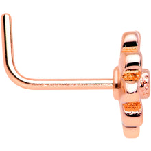 Load image into Gallery viewer, 20G 7mm Clear Gem Rose Gold Tone Pink Flower L Shaped Nose Ring