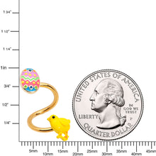 将图片加载到图库查看器,Gold Tone Funky Easter Egg and Chick Spiral Twister Belly Ring