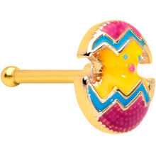 Load image into Gallery viewer, 20G 1/4 Gold Tone Fancy Painted Easter Chick Nose Bone