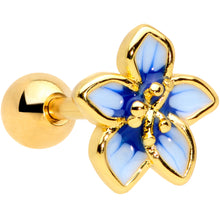 将图片加载到图库查看器,16G 1/4 Gold Tone White Blue Flower Cartilage Tragus Earring
