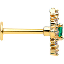 Load image into Gallery viewer, 16G 5/16 Clear Green Gem Art Deco Style Labret Monroe Tragus