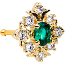Load image into Gallery viewer, 20G 5/16 Clear Green Gem Gold Tone Art Deco Nose Bone
