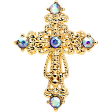 Load image into Gallery viewer, 16G 5/16 Aurora Gem Gold Tone Elegant Cross Labret Monroe Tragus