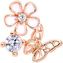 Load image into Gallery viewer, 16G 1/4 Clear CZ Gem Rosy Hue Butterfly Flower Tragus Earring