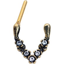 Load image into Gallery viewer, 16G 5/16 Clear Gem Gold Tone Flower Vee Cartilage Clicker