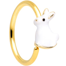Load image into Gallery viewer, 20G 5/16 Gold Tone White Rabbit Easter Bunny Nose Hoop