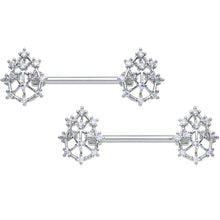 将图片加载到图库查看器,14G 9/16 Clear CZ Gem Constellation Barbell Nipple Ring Set