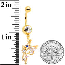 Load image into Gallery viewer, Clear CZ Gem Rose Gold Tone Star Angel Christmas Dangle Belly Ring