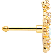 Load image into Gallery viewer, 20G 1/4 White Synthetic Opal Gold Tone Scrolling Oval Nose Bone