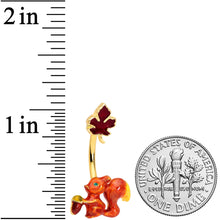 Load image into Gallery viewer, Gold Tone Happy Squirrel Maple Leaf Autumn Belly Ring