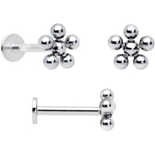 Load image into Gallery viewer, 16G 5/16 Clear CZ Gem Flower Butterfly Labret Tragus Set of 3