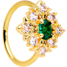 Load image into Gallery viewer, 20G 5/16 Clear Green Gem Gold Tone Art Deco Style Nose Hoop
